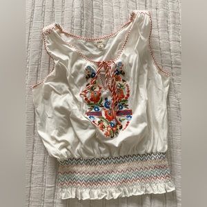 Anthropologie Tiny tank size S embroidered